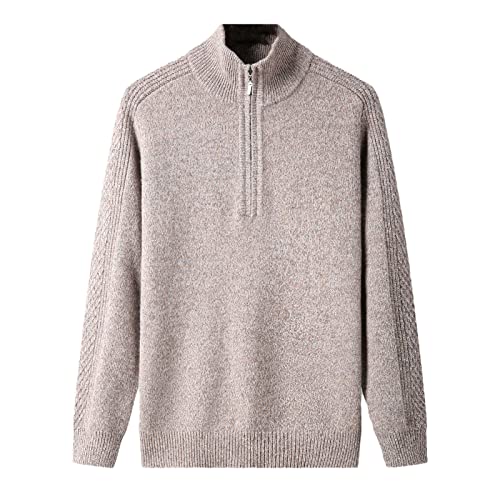 Pull en laine pour homme Kelsiop kaki XL avec fermeture éclair