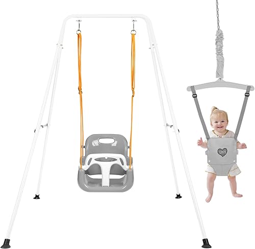 Juego de columpios para niños pequeños y jersey para bebé, juego de columpios plegables con soporte de metal para uso en interiores y exteriores,