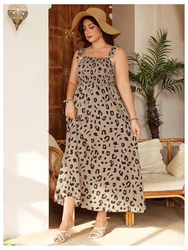 Image of Floerns Women's Floral Print Tie Strap Square Neck Ruffle Boho Maxi Dress