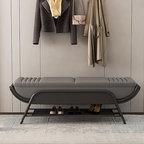 Banco de almacenamiento de zapatos, tapicería de piel sintética, organizador de entrada para dormitorio o entrada, solución de muebles elegante y funcional