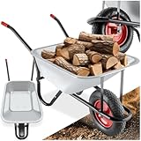 tectake® Carriola da Giardino, Volume 100L, Carico Max 250kg, Carrello da Giardino Porta Attrezzi, Vasca Zincata con 2 staffe di Rinforzo, Pneumatici Con Cerchio in Metallo Ø 38 cm, Manici Antiscivolo