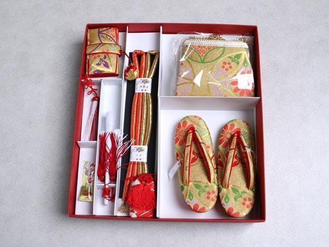 1点のみ 七五三 はこせこセット 004 赤 花柄 6点セット 巾着 はこせこ