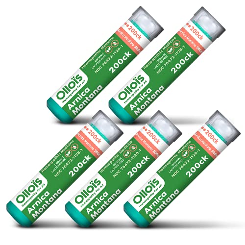 OLLOIS Vegan Arnica Montana 200CK, Organic, Lactose-Free Homeopathic Medicine, 80 Pellets (Pack of 5)