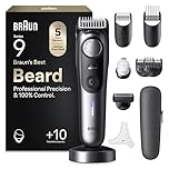 Braun Barttrimmer Series 9, Elektrischer Bartschneider Herren mit 10 Barber-Tools, Lebenslang Ultrascharfe Klinge, 180 Min Akku, Kabelloser Bartrasierer, 52 Längen, Wasserdicht, BT9545, Chrom