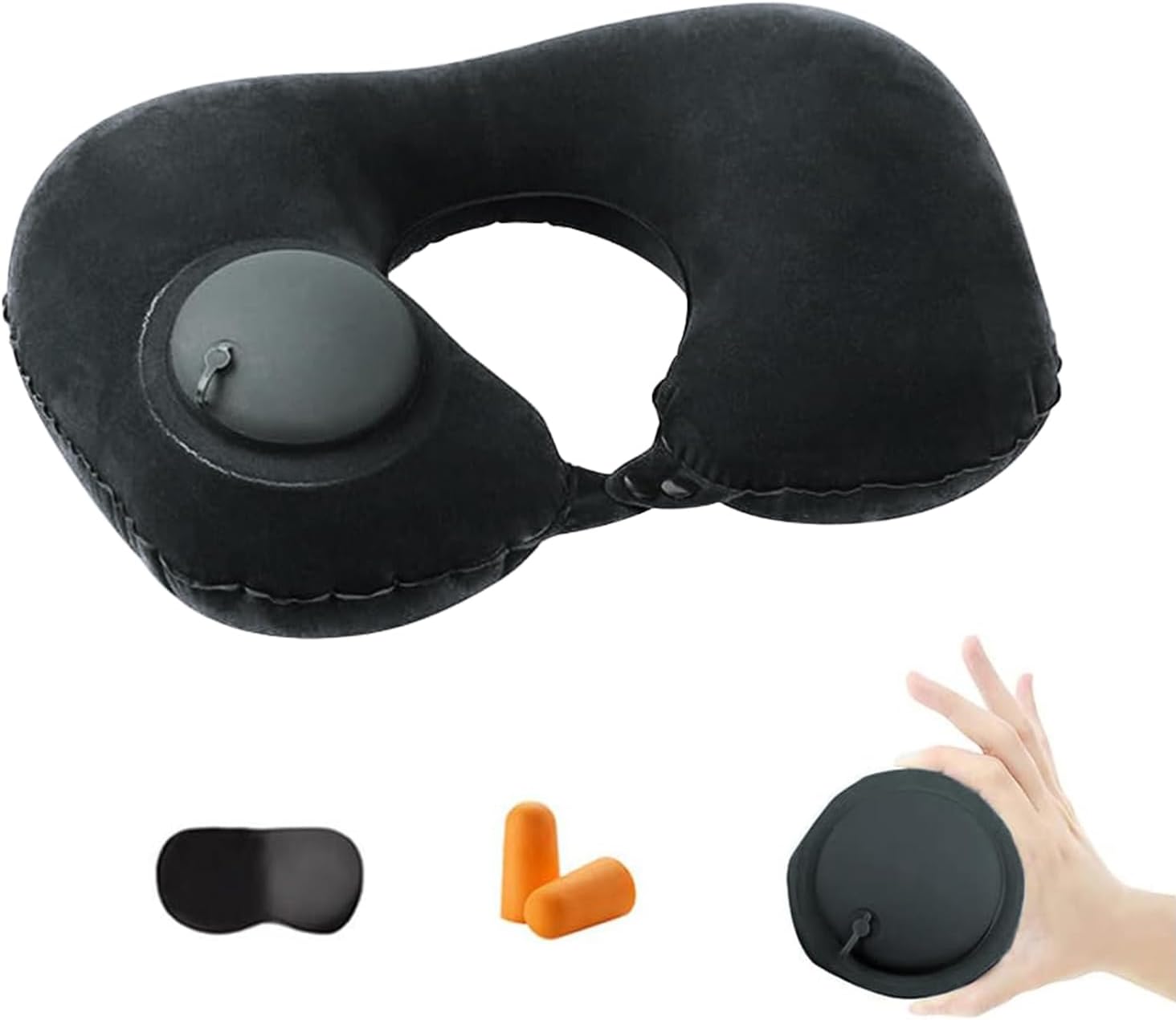 Toulifly Inflatable Travel Pillow, Compact and Lightweight Neck Pillow Ideal for Airplane, Car, Office or Home, Comfortable and Portable, Design for Travel Rest (Black)