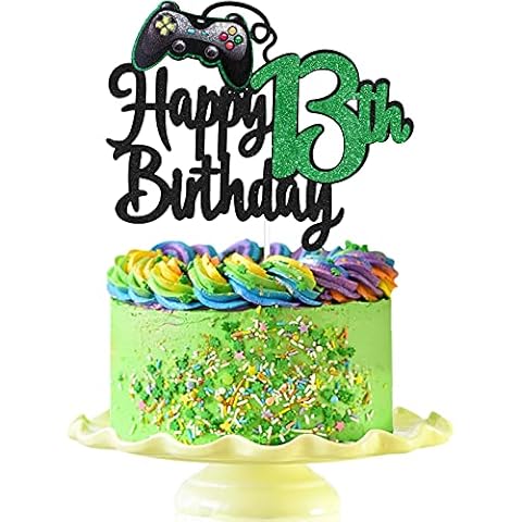 Video Game Happy 13th Birthday Cake Topper - Video Game Boy's 13th Birthday Party Cake Supplies - Game On Level Up Winner Party Decoration Cover