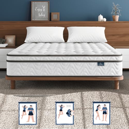 Vesgantti Mattress Queen Size 14 Inch, Fiberglass-Free | Cool Sleep Hybrid Mattress in a Box - Memory Foam & Pocket Springs, Ergonomic Design, Pressure Relief, Medium Firm Feel, 60'×80'×14'