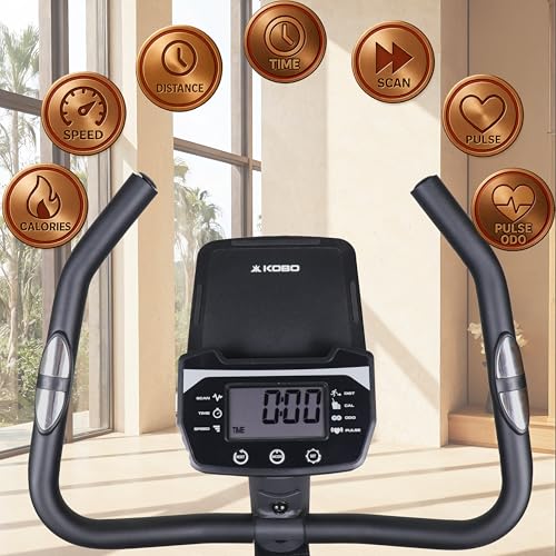 Image of Kobo Folding Magnetic Exercise Bike with 3KG Flywheel, 120KG Max User Weight - Compact, Adjustable, Upright Modes - Home Workout Fitness Cycle (MB-9)