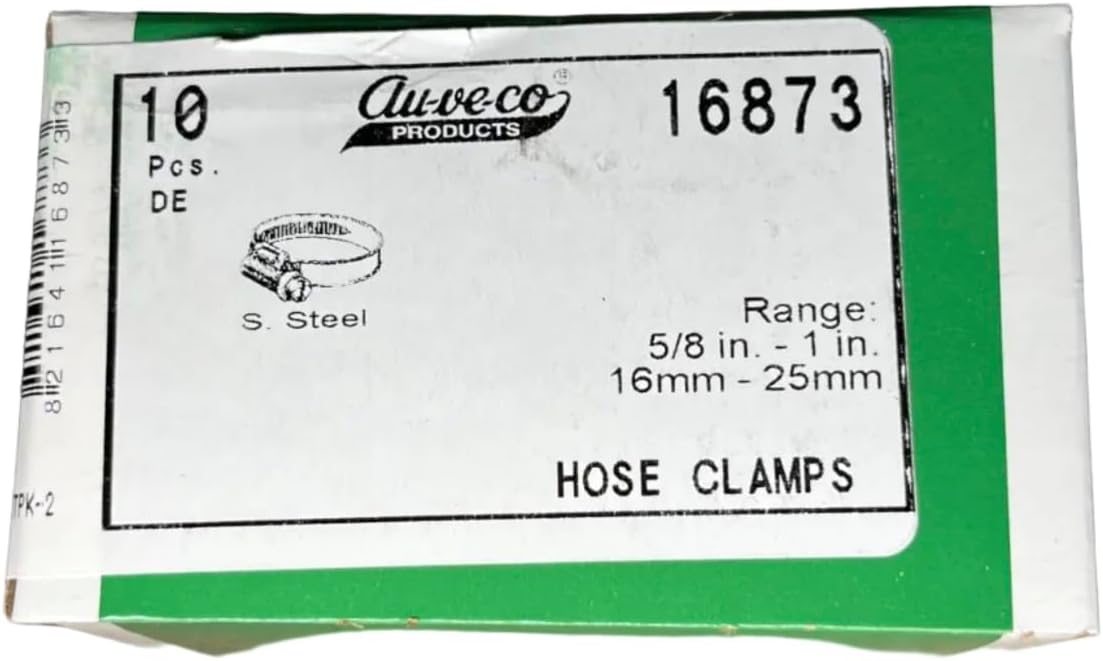 10 Hose Clamps (European Style) Compatible with Auveco 16873 Compatible with Universal and Compatible with General Purpose
