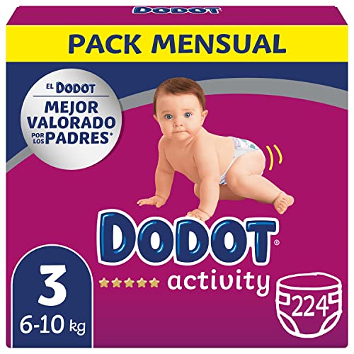 Dodot Pannolini per bambini Activity Taglia 3 (6-10 kg), 224 pannolini con vestibilità più resistente
