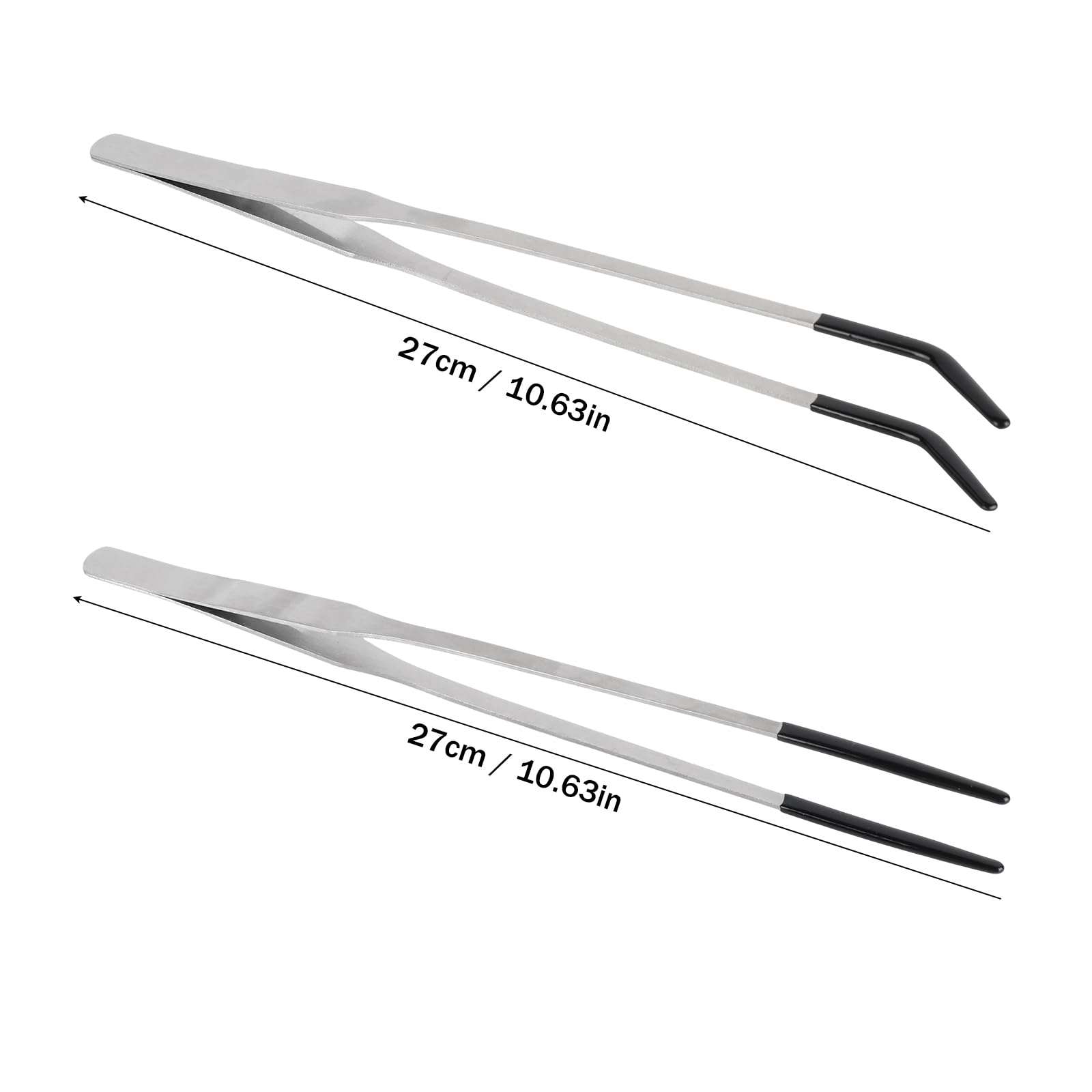 4pcs Reptile Feeding Tongs, Stainless Steel Straight Curved Reptile Feeding Tweezers with Rubber Tips for Bearded Dragons Snake Lizards Gecko - 3