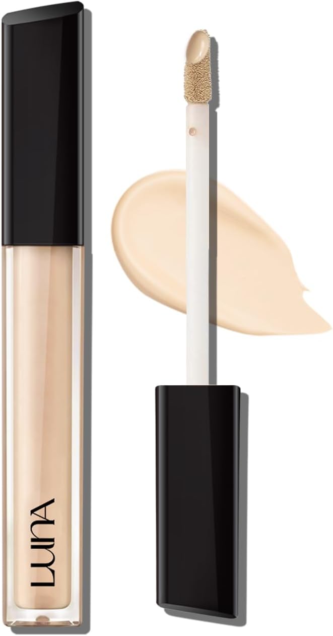 LUNA Long-Lasting Tip Concealer Cover-Fit (#01 Vanilla) Full Coverage, for Under Eye Dark Circles, Fine Lines, Redness & Discoloration, Korean Makeup 0.26 Fl Oz
