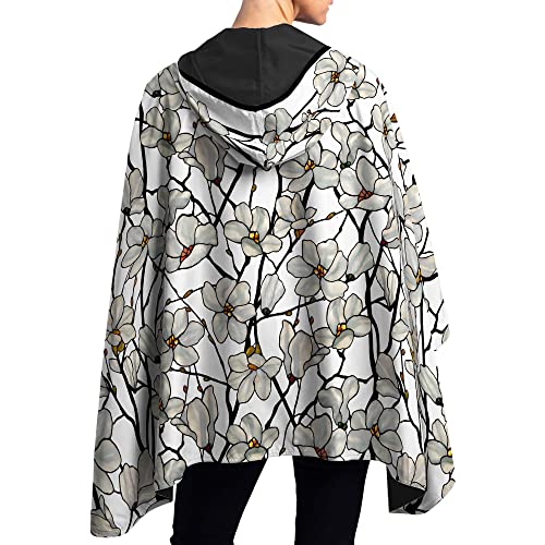 RainCaper Tiffany Magnolia Womens Rain Cape Poncho with Hood Reversible