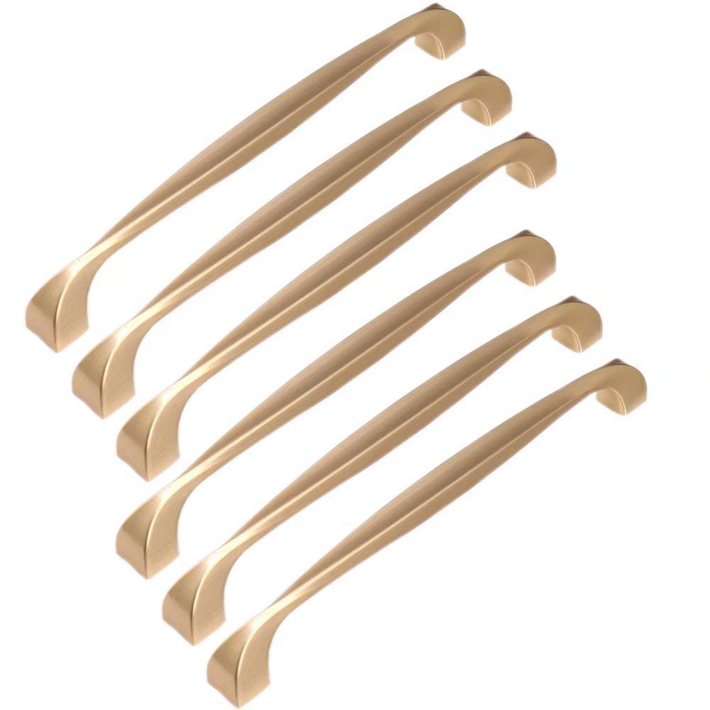 Fbshop(Tm) Golden 6Pcs Handle Knob For Kitchen Cupboards - Door Handles Kitchen Cabinet Hardware Drawer Pull Handles Furniture Handle 96/128/160/192Mm Hole Centers