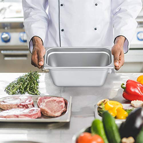 6" Deep Steam Table Pan 1/3 Size, 6.1 Quart Stainless Steel Anti-Jam Standard Weight Hotel GN Food Pans - NSF (12.8"L x 6.93"W)