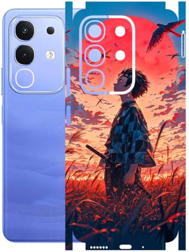 Image of AtOdds Full Body Skin Wrap Compatible with IQOO Z10x - Tanjiro | Premium Back Screen Guard Protector, Precision-cut Skin Sticker with Scratchproof Matte Finish, Peels off with zero residue