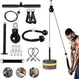 GNEGNIS Seilzug Fitness Kabelsystem, 17-teiliges DIY Latzug Arm-Krafttraining Seilzug Fitness Riemenscheibe Kabelmaschine für Bizeps-Curls, Trizeps Verlängerungen Fitness Gewichte, Grip Workout