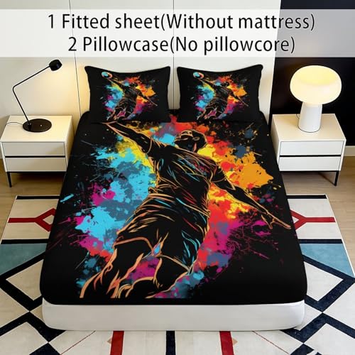 Drap housse graffiti 180x200 avec grand bonnet antidérapant et microfibre lavable