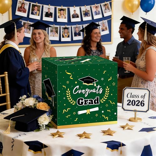 Image of Kelool Graduation Decorations 2026 Green Graduation Card Box Graduation Party Decorations,Graduation Box,Congrats Grad Gifts Box for 2026 Graduation Party Supplies Favors