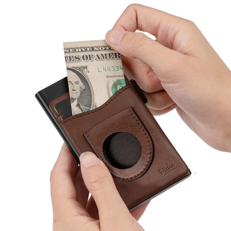 Aluminum Wallets With Air Tag Pocket Credit Card Holder Rfid Wallet, For Men And Women, 7 Cards, RFID Protection Ultra Metal Wallet Mini Case, Aluminum Bank ID holder, Black Color4