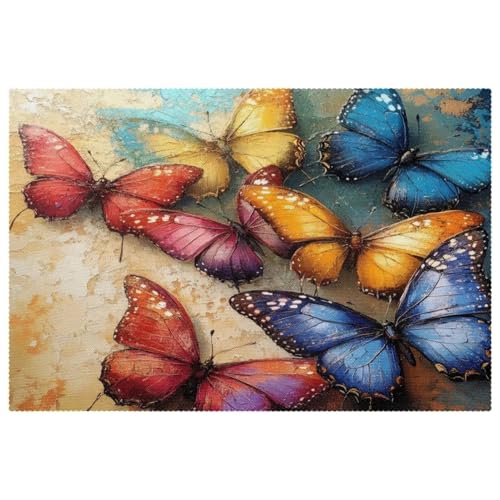 Sets de table colorés papillons 30x45cm pour salle à manger - 2