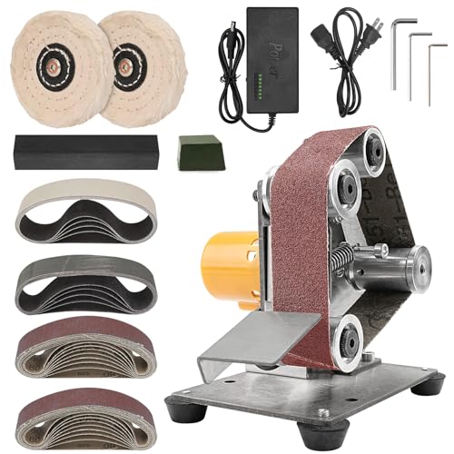 Sbestily Multifunctional Electric Jewelry Making Machine Sharpener, 7 Adjustable Speed Belt Sander Knife Sharpening Jewelry Repair Polisher Kit, For Knives Copper Silver Wood Resin Gemstone Crafts