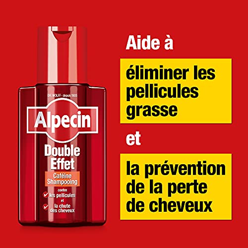 Alpecin Double Effet 1 x 200 ml Shampoing homme antipelliculaire | Shampoing anti chute de cheveux homme | Shampoing cheveux gras | Cheveux traitement calvitie