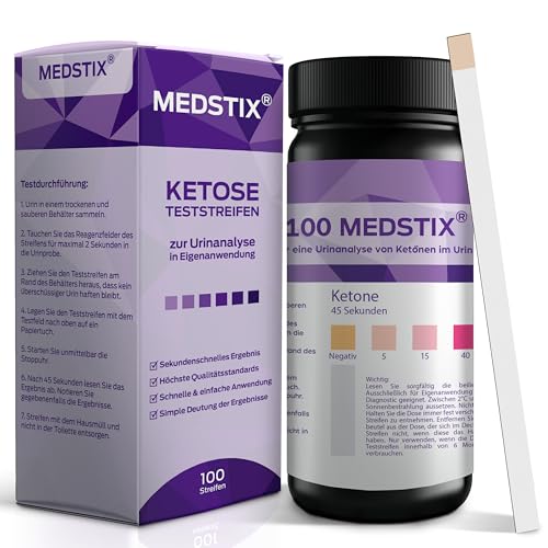 KETOSTIX® 100 Stück für sofortige Ketose Messergebnisse I Keton Teststreifen für die effektive Keto Ernährung und Diät I Ketosticks, Keton Sticks Urin