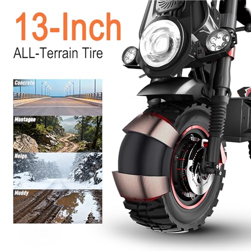 Image of Electric Scooter for Adults, Max 50-56MPH & 55-70Mile Range | 5600Ww /5000W /10000W Dual Motors,60V 25 /30AH,Dual Suspension Folding E-Scooter with LED Lights & Off-Road Tires
