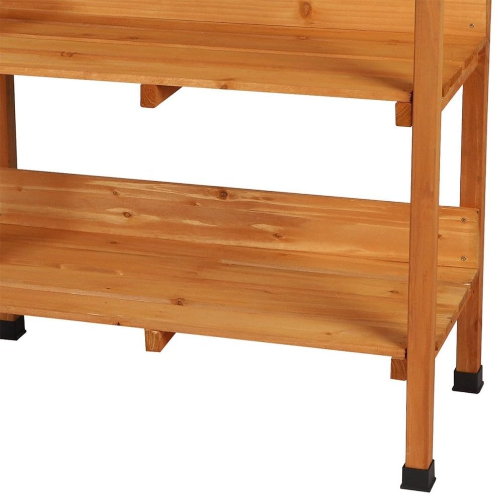 Urban Living SUNNYDAYS „Mein Garten“ UMTOPFTISCH AUS NATURHOLZ MIT 2 REGALEN 77X37XH89CM