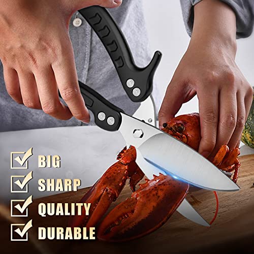 Image of DRAGON RIOT Heavy Duty Poultry Shears - A Must Have Kitchen Shears for Chicken and Meat Cutting - Dishwasher Safe and Stainless Food Kitchen Scissors for Thanksgiving(Black)