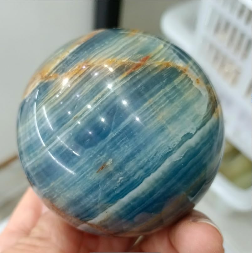 Natürliche Blaue Kugel Quarz Kristall Kugel Erz Probe Home Office Dekoration Meditation Edelstein,200-300g