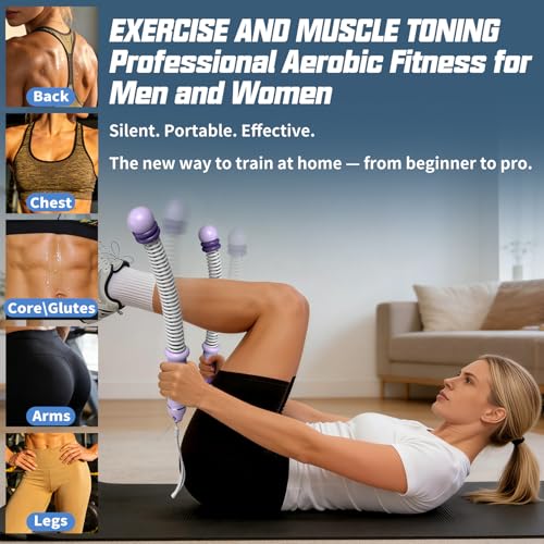 Image of Pinailon Ropeless Battle Ropes, Workout Exercise Rope for Strength Building, Heavy Duty Portable Cordless Battle Ropes for Home Gym, HIIT and Low-Impact Aerobic Training for Men & Women, Purple