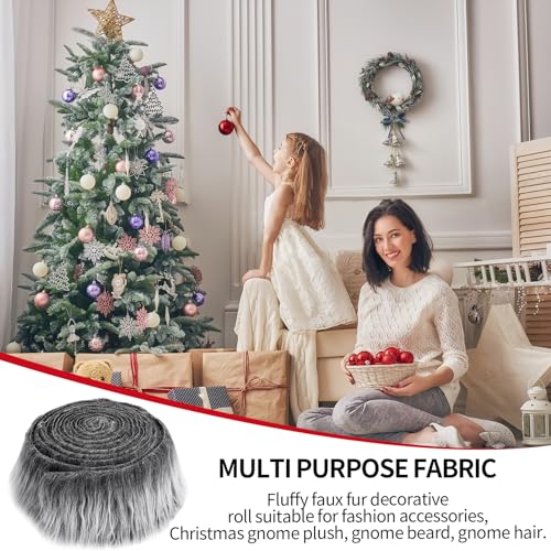 Kunstfell Zum Basteln,5x150cm Fell Zum Basteln,Stoff Flauschiges,Furry Faux Precut Strips,Kunstleder PlüSch Band Kunstpelz Fellstoff,für Zwergenbart Weihnachtsmannhaar Basteldekoration (Dunkelgrau)
