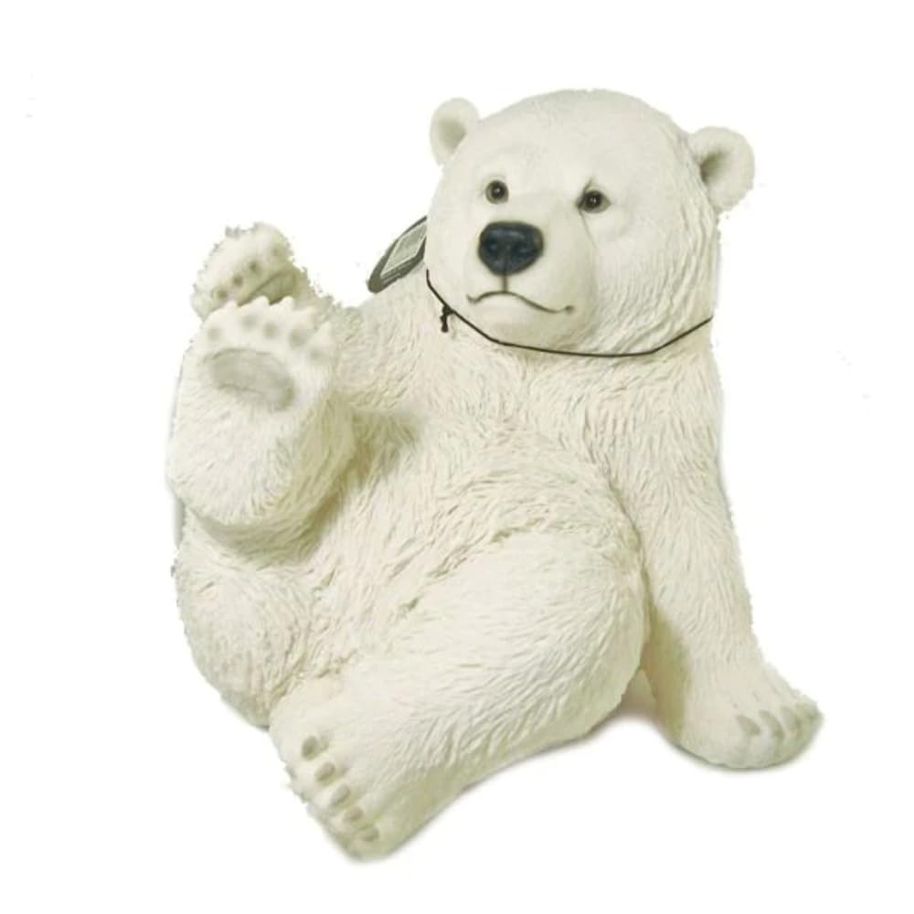 Vivid Arts White Polar Bear Sitting Real Life Resin Ornament