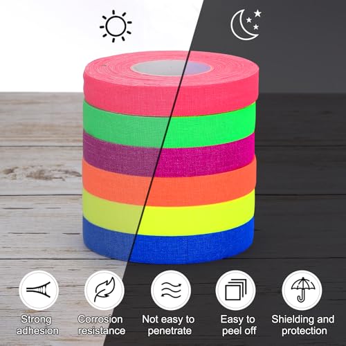 PATIKIL 0.6 x16.5Ft Neon Gaffer Stoffband 1 Rolle Fluoreszierendes Klebeband UV Schwarz Leuchtband für UV Party Blau