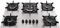 Cooktop Mueller 5 Bocas de Alumínio com Queimador Tripla Chama MCG5BK