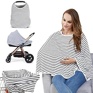 Baby Nursing Cover & Nursing Poncho – Multi Use Cover for Baby Car Seat Canopy, Shopping Cart Cover, Stroller Cover, 360° Full Privacy Breastfeeding Coverage, Baby Shower Gifts for Boy&Girl