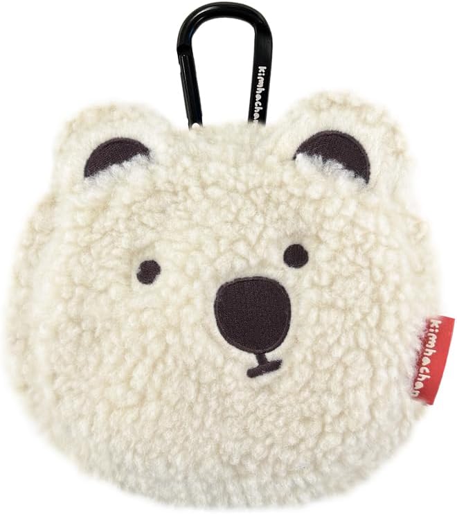 Pluffy Character Pouch with Carabiner | Cute Mini Accessory Bag Pocket Organizer for Women Makeup Organizer Case (Umahji (Brown))