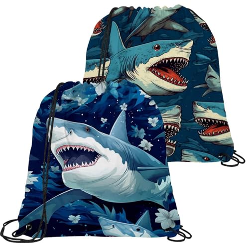 Sac à cordon requin pliante et imperméable pour sport et natation en lot de 2
