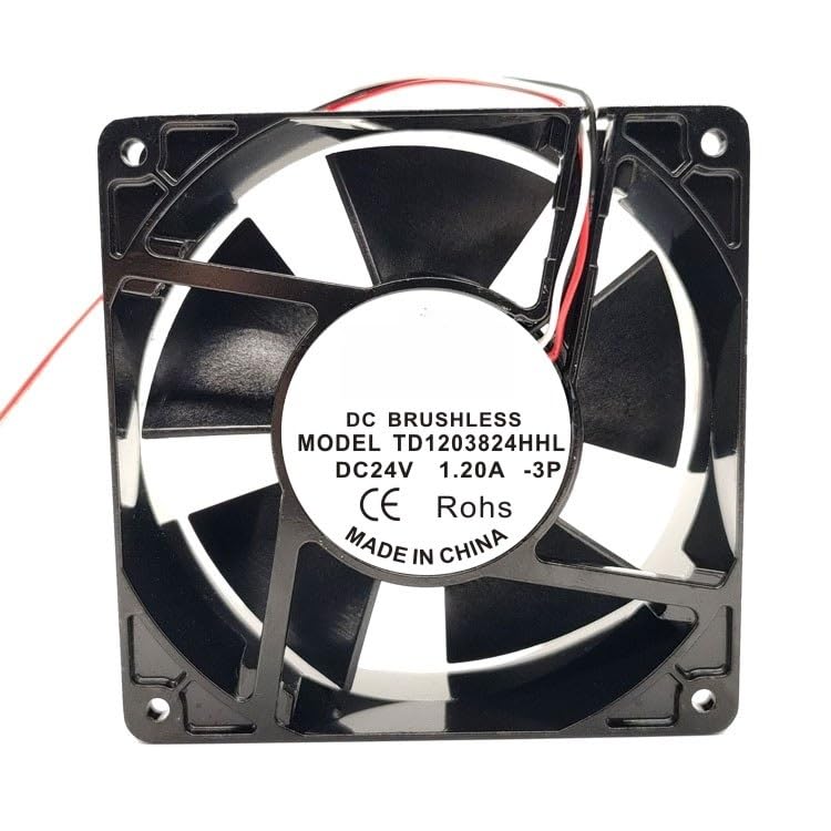Ventilador industrial TD1203824HHL de 12cm y 24V con chasis metálico de 1.20A