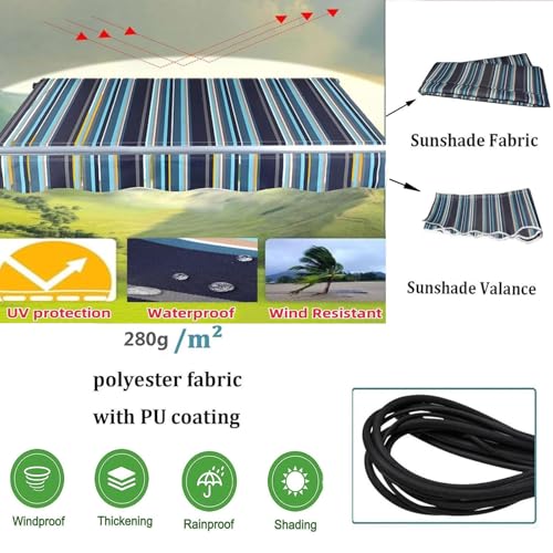 Tela de toldo retráctil impermeable de 2.5x2m con protección UV de rayas 7