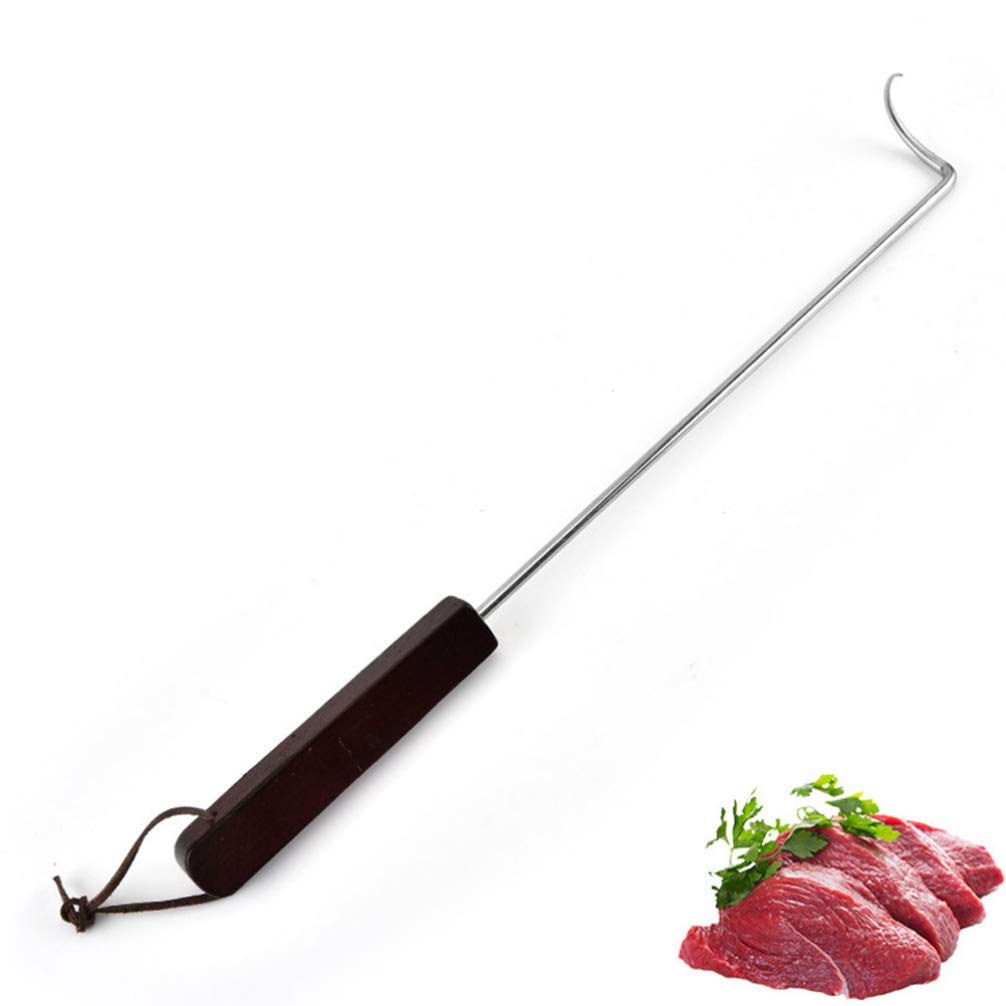 HEMOTON 2 Stücke Grillhaken Grillgabel Fleischwender Haken Fleischgabel Grillspieße Fleischspieße Fleisch Wendehaken Grillwender Braten BBQ Grill Werkzeug Lange Stil