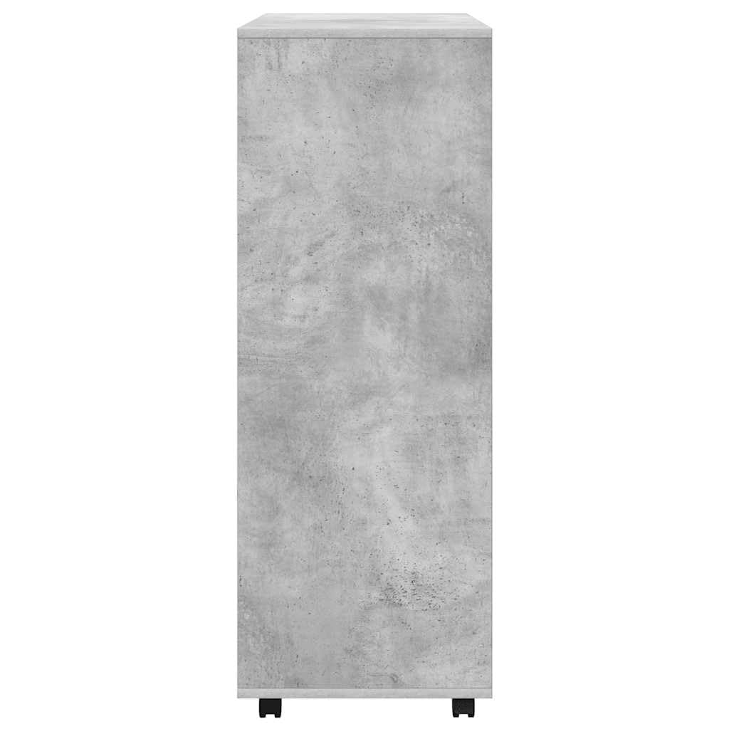 Hothingwell Szara betonowa szafa na ubrania 80 x 40 x 110 cm, z drewna inżynieryjnego z kółkami, szafka do przechowywania do sypialni, duża otwarta komora i 3-poziomowe półki boczne,