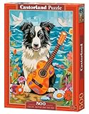 Castorland 500 Piece Jigsaw Puzzles, Collie, Guitar and The Sea, Animal Puzzle, Dog, Pets, Adult Puzzle, Castorland B-54008