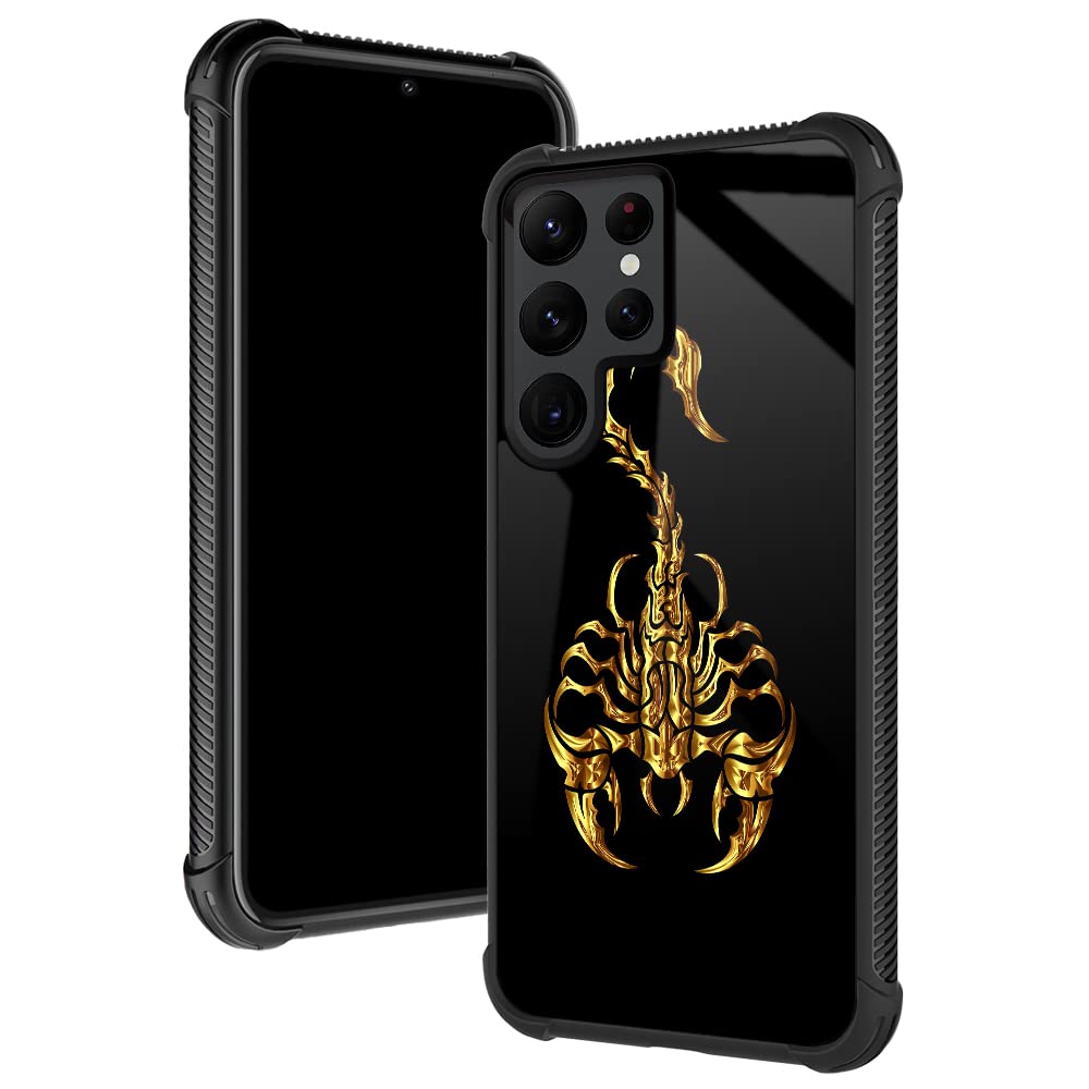 TnXee Case Compatible with Samsung Galaxy S23 Ultra,Golden Scorpion Galaxy S23 Ultra Cases for Boys,Shockproof Non-Slip Soft TPU Case Compatible with Samsung Galaxy S23 Ultra 6.8-inch