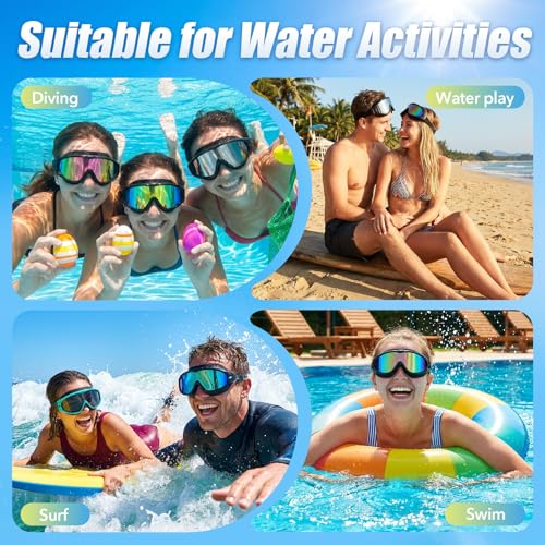Image of Seago Swim Goggles Adult Youth Anti-Fog Wide Clear View Pool Goggles