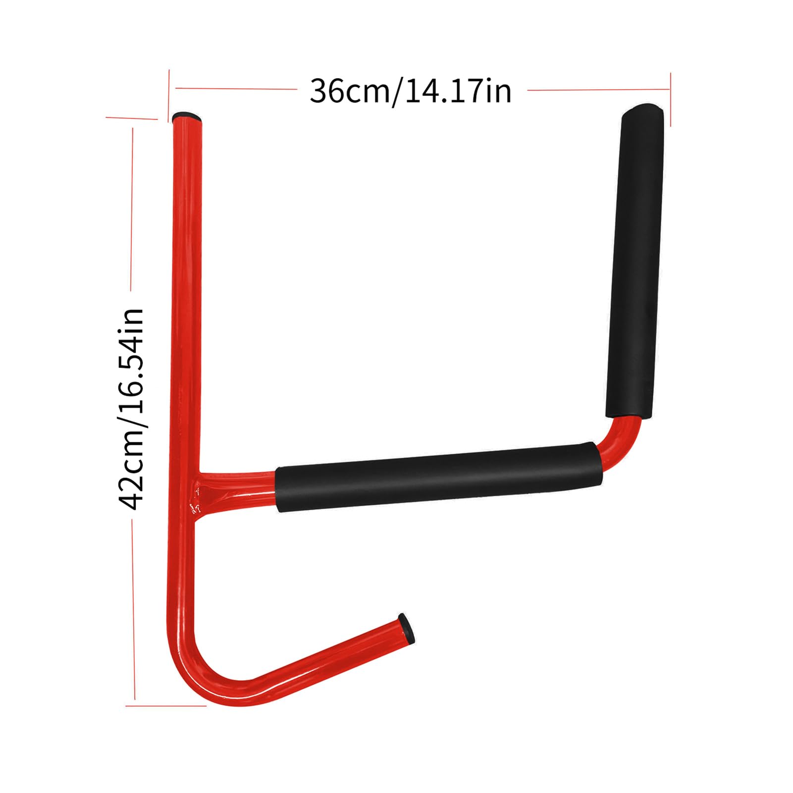 plplaaoo Support mural pour kayak, support de rangement mural robuste pour planche de surf, crochet mural pour utilisation intérieure et extérieure, construction en acier durable (Rouge)