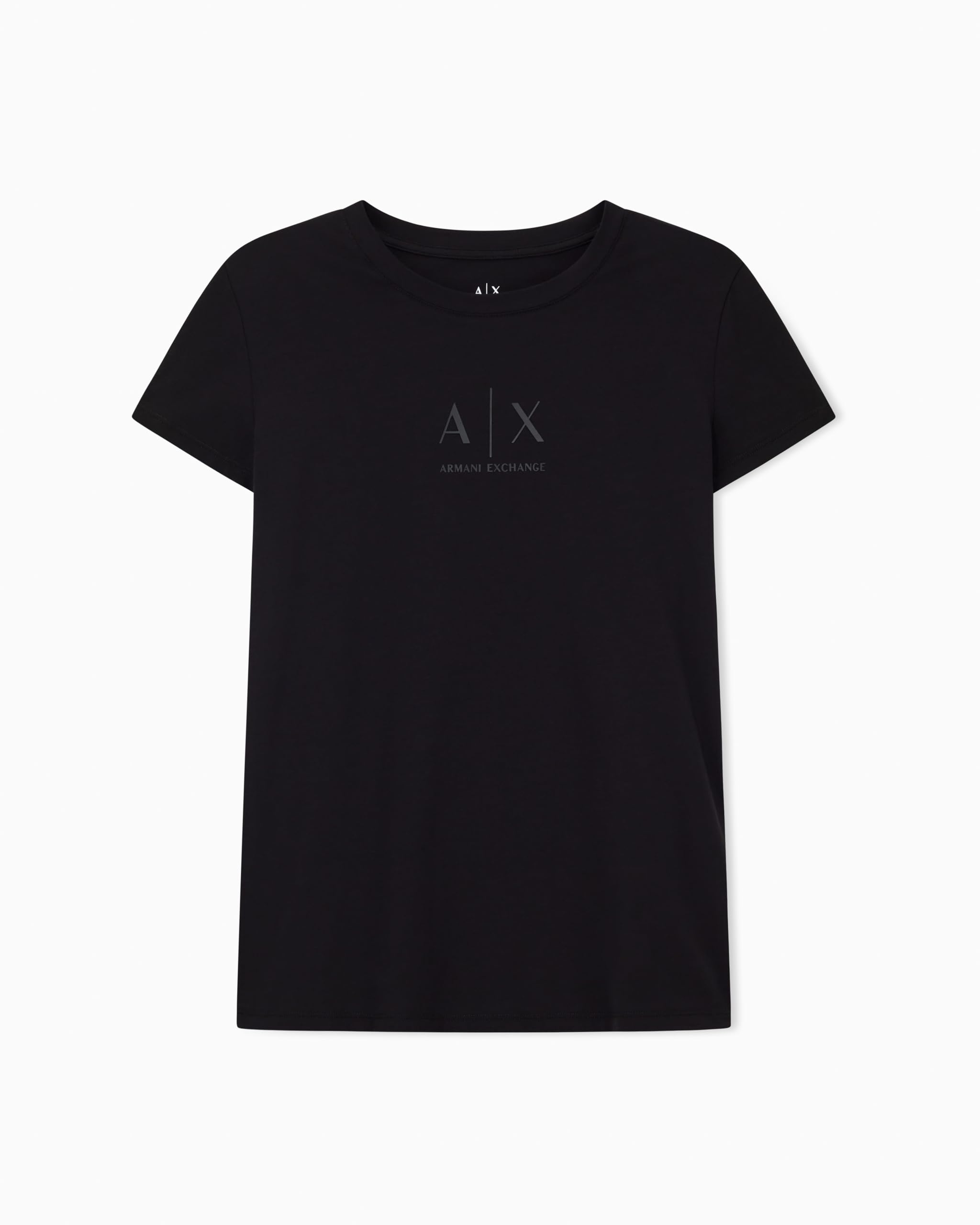 Armani Exchange Women's Short Sleeve Tone on Tone Logo T-Shirt, Black, M, Black, M