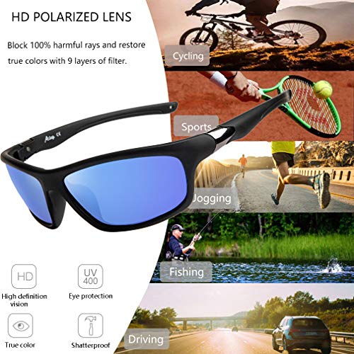 Image of A LONG Polarized Sports Sunglasses For Men Driving Fishing Running Cycling Glasses 100% UV Protection